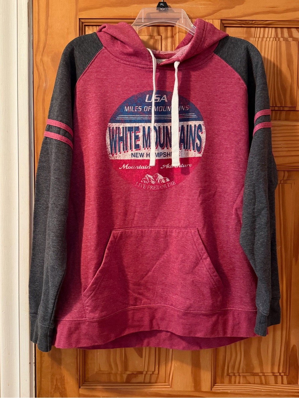 White Mountain Unisex Maroon and Charcoal Zip-Up Hoodie